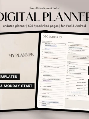 Digital Planner Undated, iPad & Android Planner, GoodNotes Planner, Digital Calendar, Daily, Weekly, Monthly Journal, 2024 2025 iPad Planner