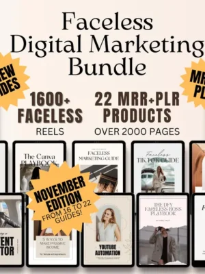 22 Faceless Digital Marketing MRR Products, Faceless Marketing, DFY, Master Resell Rights, Digital Marketing, Woman Digital Marketing