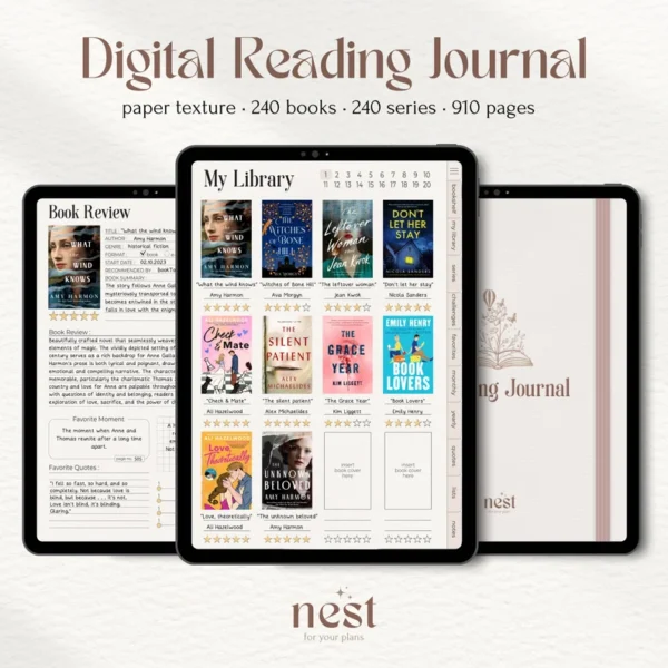 Digital Reading Journal | Classic Paper Texture Reading Planner for ...